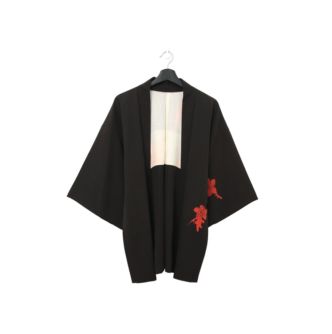 Back to Green-日本带回羽织 向阳橘 葡萄攀藤 /vintage kimono - 女装休闲/机能外套 - 丝．绢 