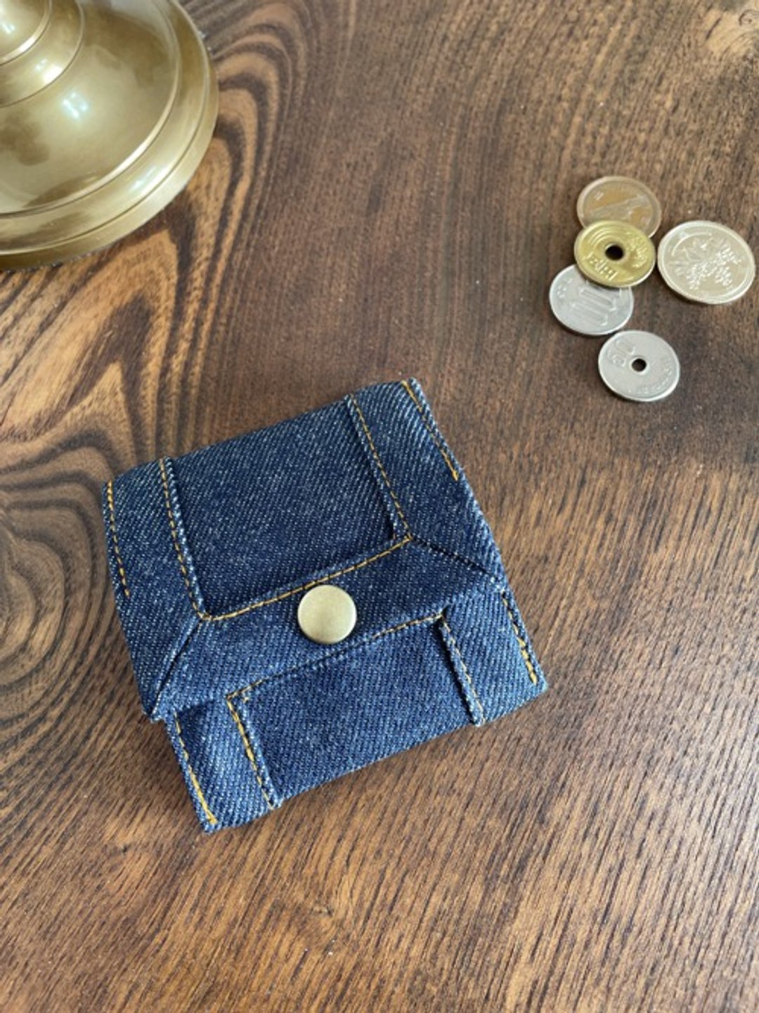 Okayama Denim Tatami Edge Coin Case Box Type Coin Purse Indigo - 零钱包 - 棉．麻 
