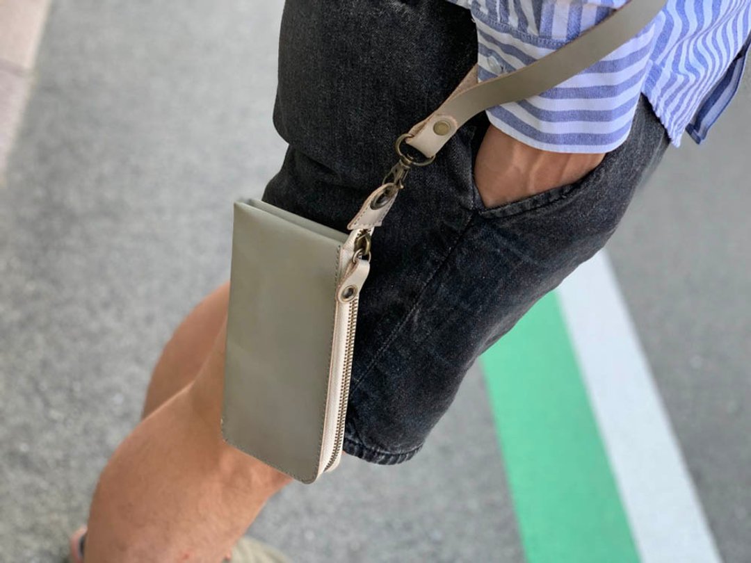 PETANT Light and sophisticated adult gray petant multi wallet on / off OK PMW-HHHH-H - 皮夹/钱包 - 真皮 灰色
