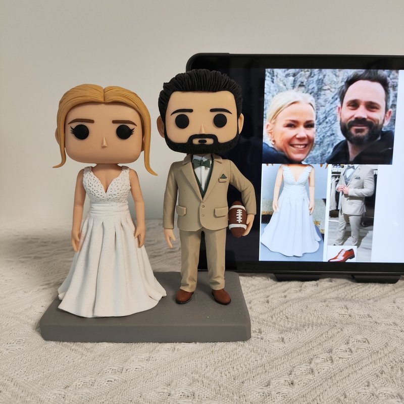 纯手工定制美国Funko Pop 自画像公仔情侣父母夫妻结婚周年礼物 - 玩偶/公仔 - 粘土 多色