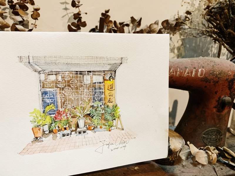 【一人成团】走入旧时光。铁窗花店铺速写。Joyce 的纸上旅行 - 插画/绘画/写字 - 纸 