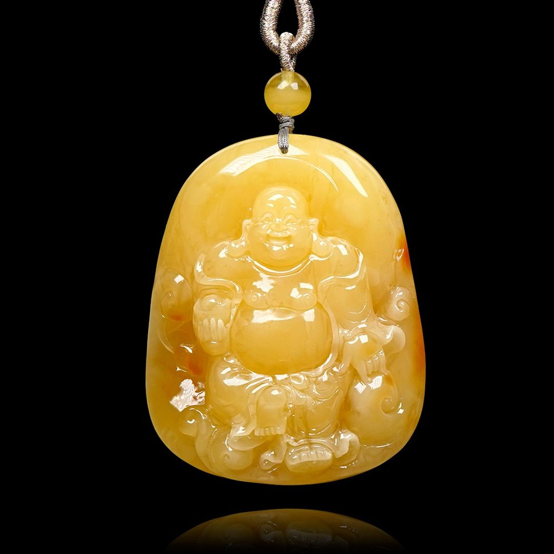 【正佳珠宝】蜜蜡琥珀 顶级红皮满蜜 47.2g 弥勒大肚佛 - 项链 - 半宝石 多色