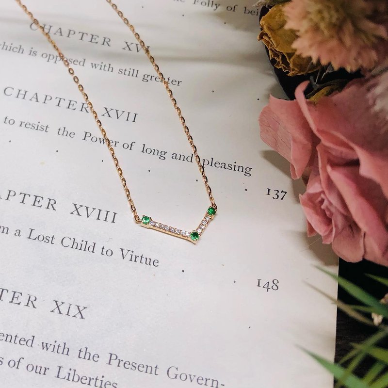 【Jewelry Ya 茱丽叶】- 天后座 - 沙弗莱石(随我来) 14K 小钻项 - 项链 - 贵金属 