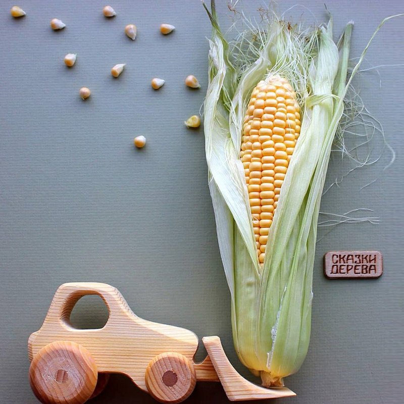 推土机 - 玩具/玩偶 - 木头 咖啡色