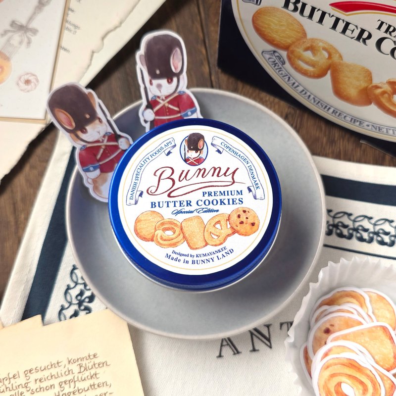 丹麦兔兔曲奇罐和纸贴纸 - 贴纸 - 纸 