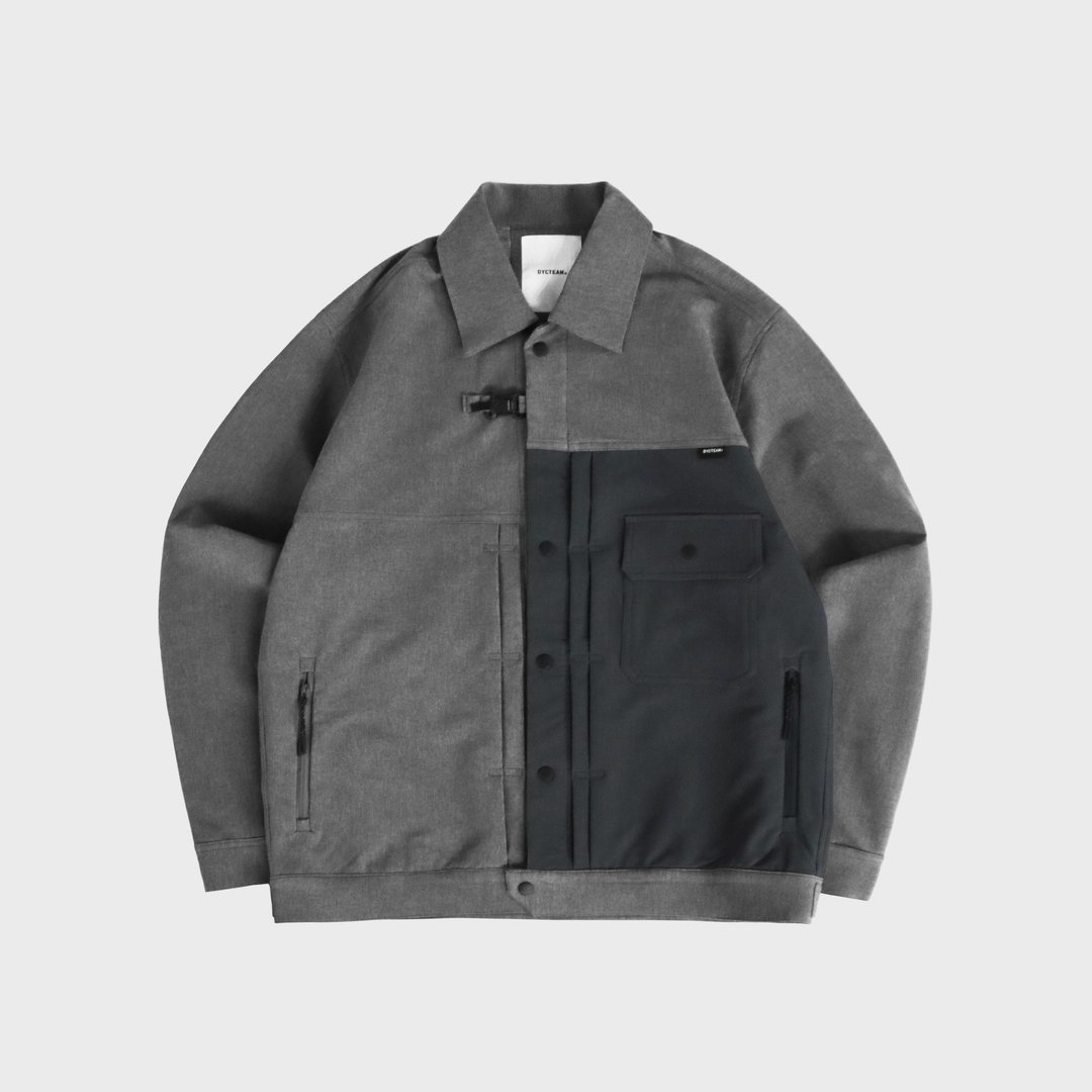 DYCTEAM - RePET Melange asymmetric shirt jacket (gray) - 男装外套 - 其他材质 灰色