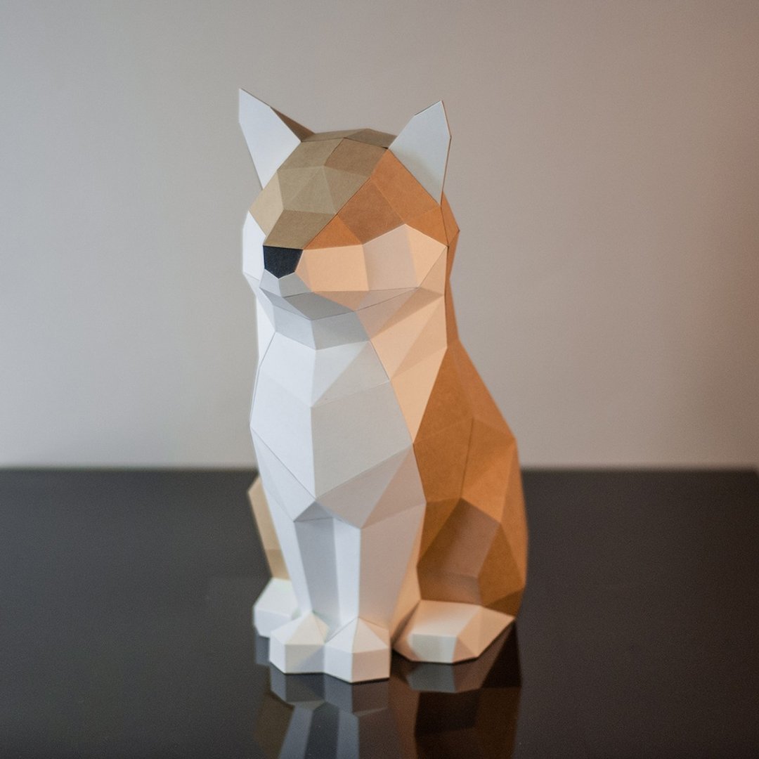DIY手作3D纸模型摆饰 狗狗系列 -傲娇属性柴柴 (4色可选) - 玩偶/公仔 - 纸 卡其色