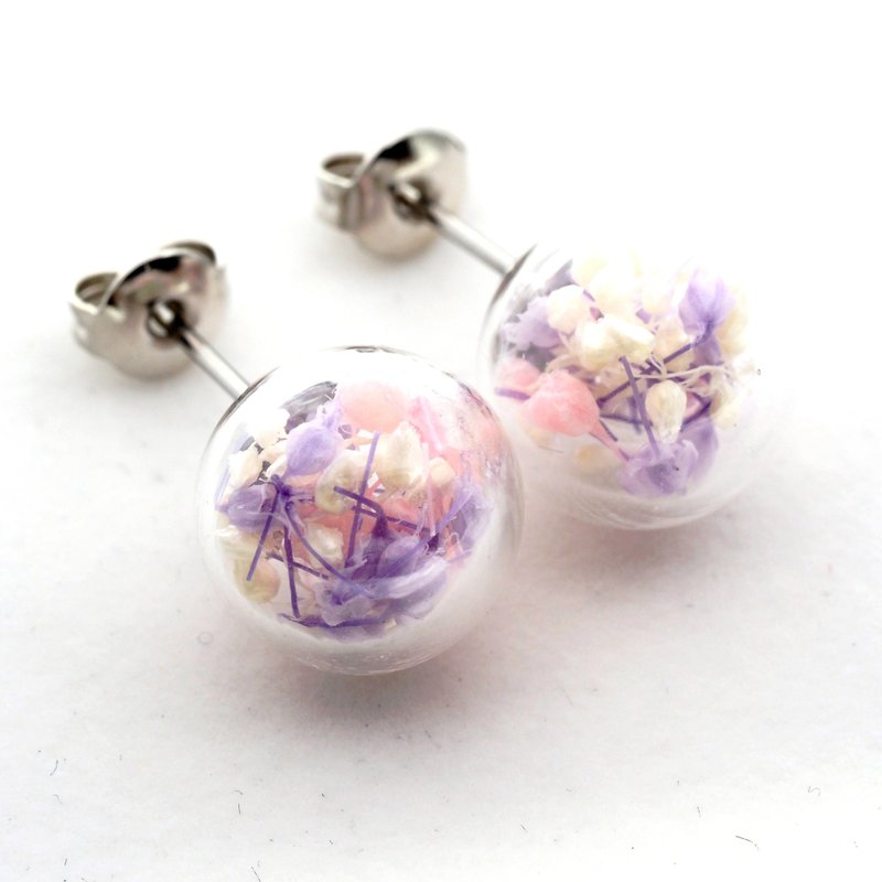 爱家作- OMYWAY DIY 干花  玻璃球 耳针 耳环 耳勾 垂挂 耳夹  1cm - 耳环/耳夹 - 玻璃 
