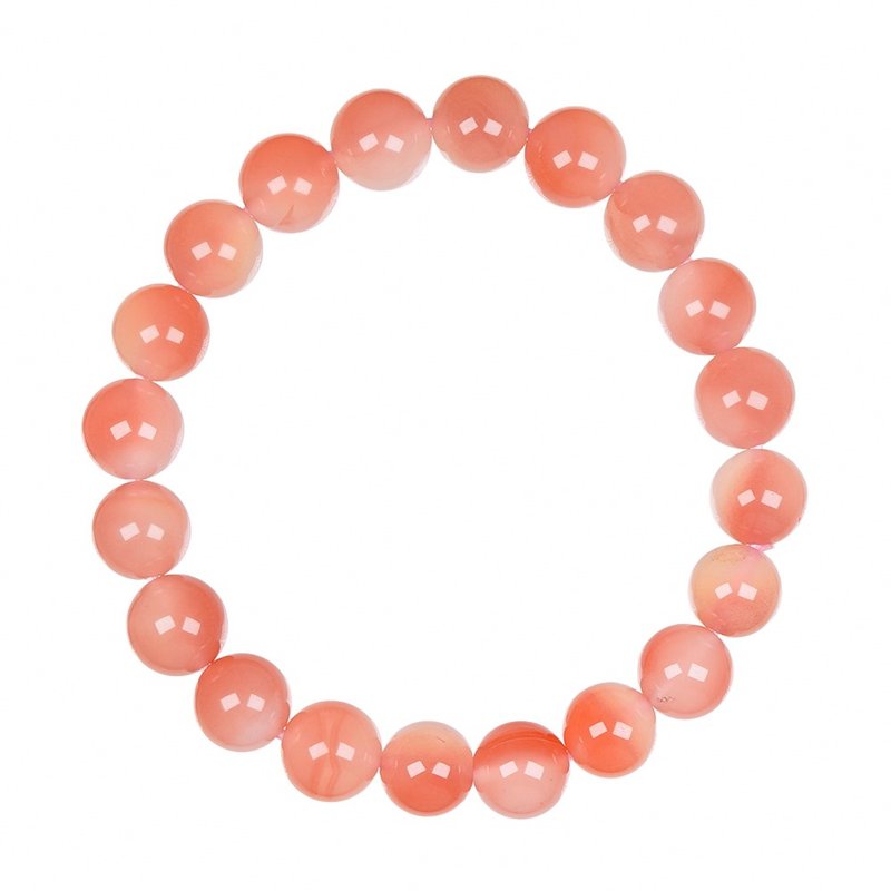 【正佳珠宝】南红玛瑙 顶级玉化蜜桃南红 9.4-9.8mm 南红玛瑙手珠 - 手链/手环 - 半宝石 多色