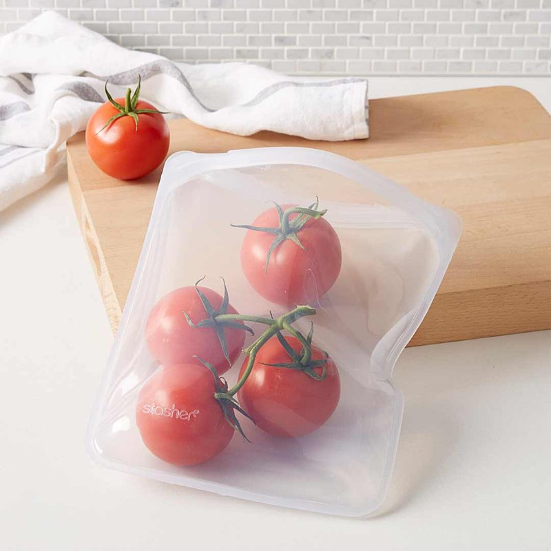 美国 Stasher 大长形硅胶密封袋-云雾白 - 便当盒/饭盒 - 硅胶 白色