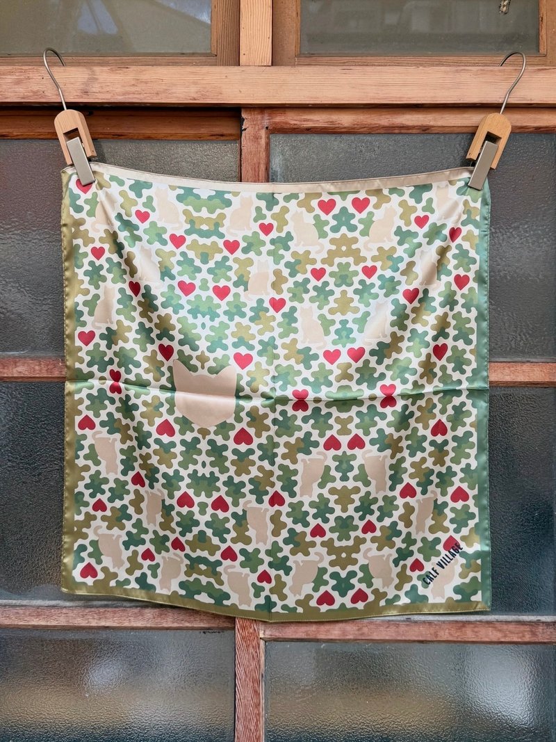 小牛村 / 方巾 丝巾 领巾 头巾 猫 日系 迷彩图腾 - 帽子 - 聚酯纤维 卡其色