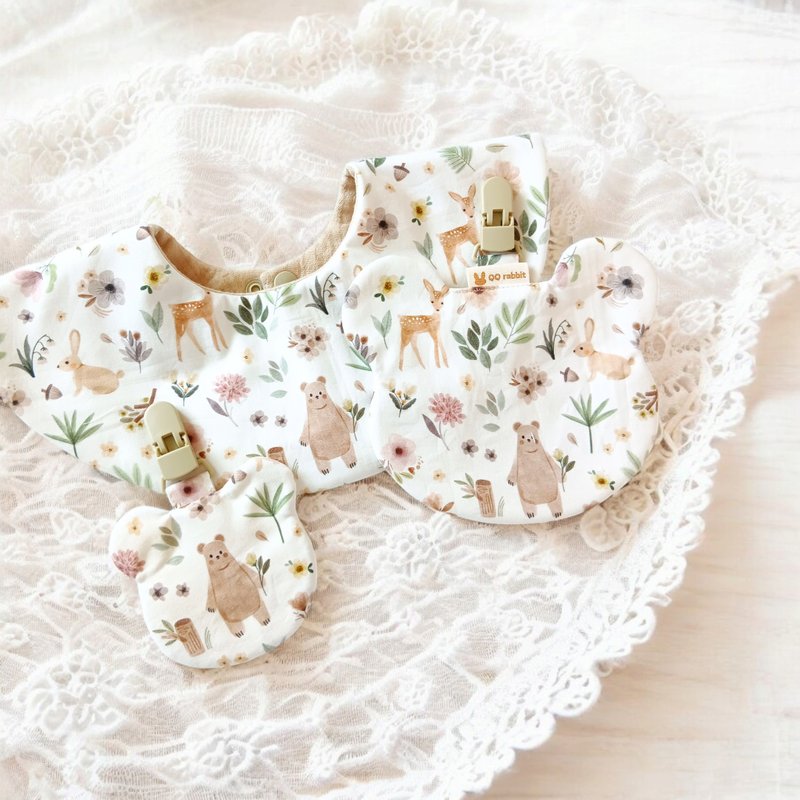 可绣名字。花草动物。手工订制3件弥月组。可单买 - 满月礼盒 - 棉．麻 卡其色