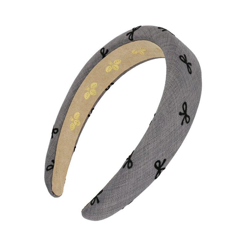【L. ERICKSON 官方旗舰】 蝴蝶结刺绣厚髪箍 ||经典灰 || - 发带/发箍 - 其他材质 灰色