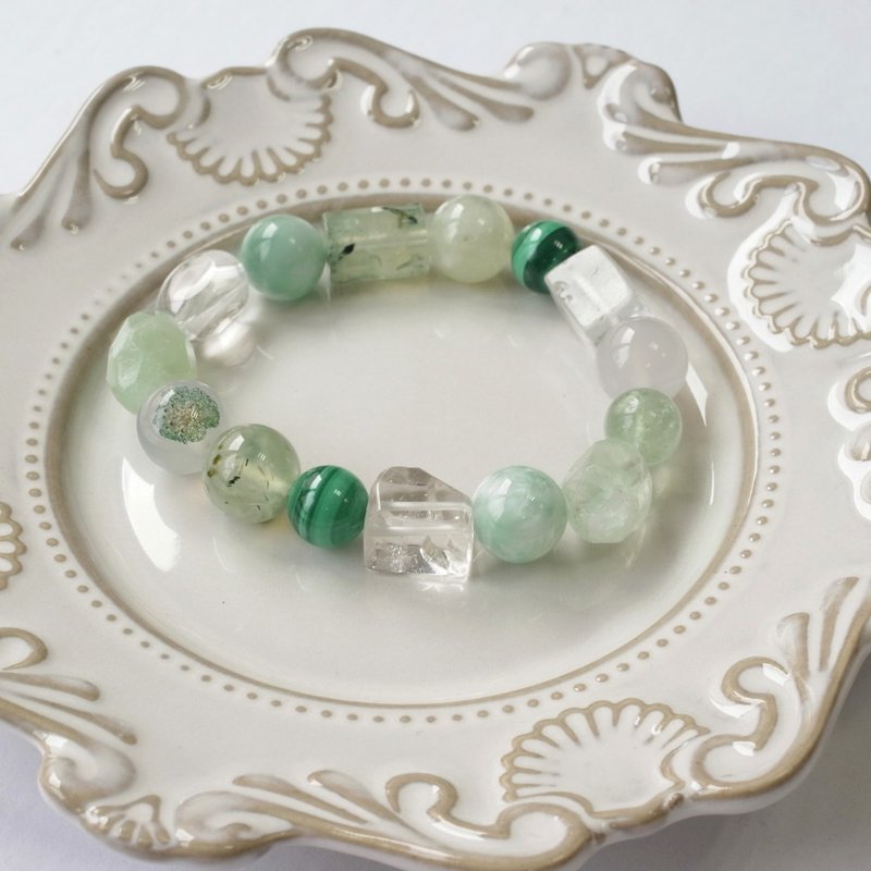 B102七轮调和手串/白晶/葡萄晶/绿幽灵/天然晶石/能量石/水晶 - 手链/手环 - 水晶 多色