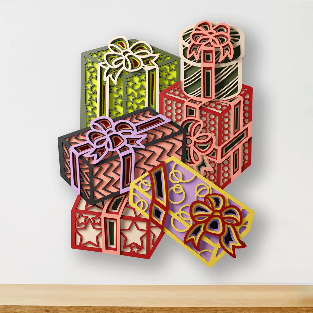圣诞礼物多层 3D SVG DXF 文件 适用于激光 Cricut 和 CNC 切割 - 图文模板设计 - 其他材质 