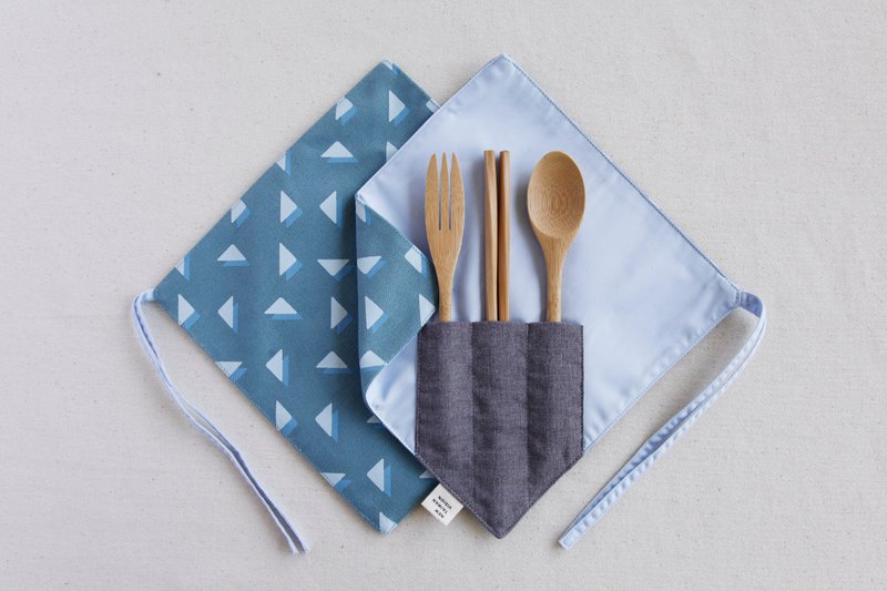 绝版【一角筷套组】- 冰山蓝 - 餐刀/叉/匙组合 - 棉．麻 紫色