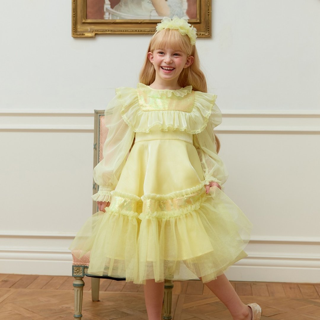 Liri Dress-Lemonade(Long Sleeved) - 童装礼服/连衣裙 - 其他材质 黄色