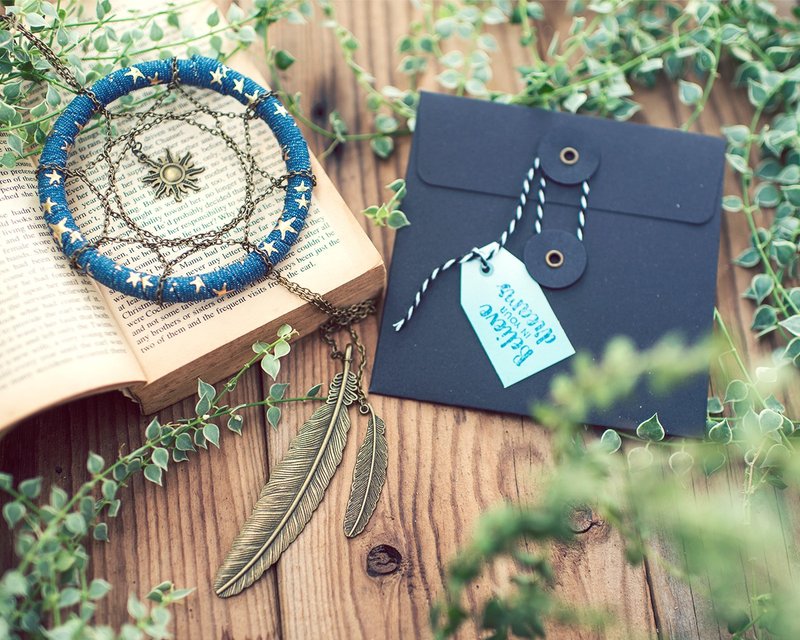 你是我的太阳(丹宁+古铜元素风格) - 捕梦网成品 - 生日礼物 - 摆饰 - 其他材质 蓝色