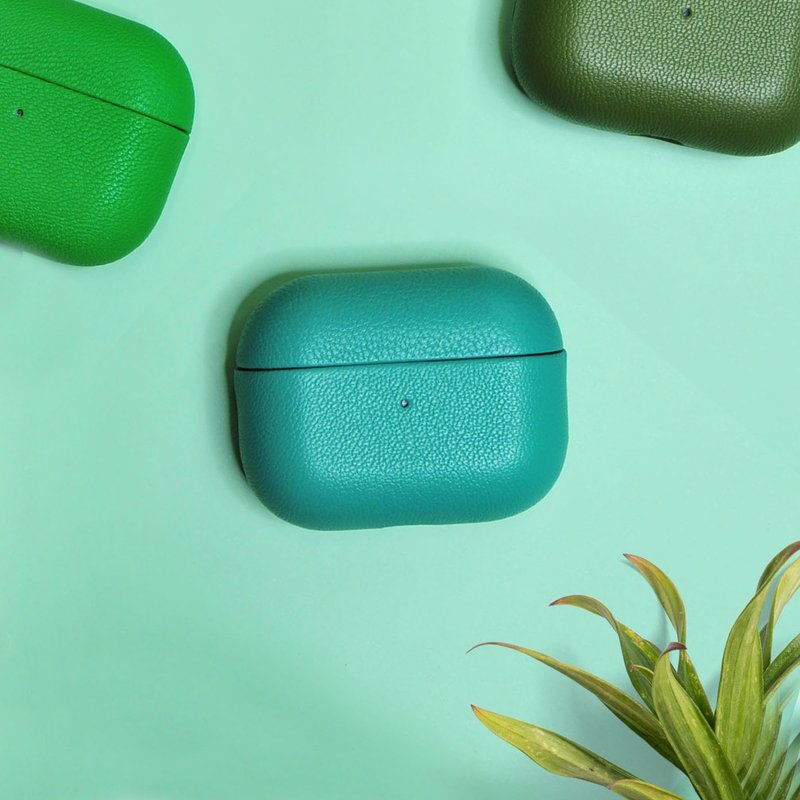 AirPods 4/3/Pro/Pro2 皮革 耳机壳 Malachite 孔雀石 定制化刻名 - 耳机 - 真皮 绿色