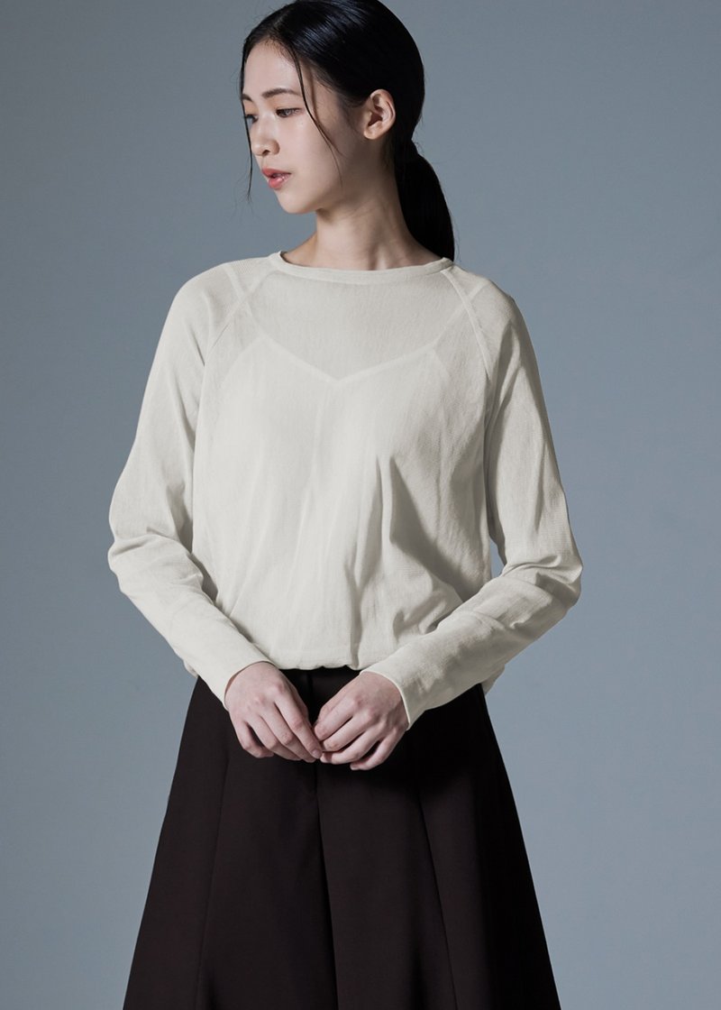 层次感透肤上衣 - 女装上衣 - 棉．麻 卡其色