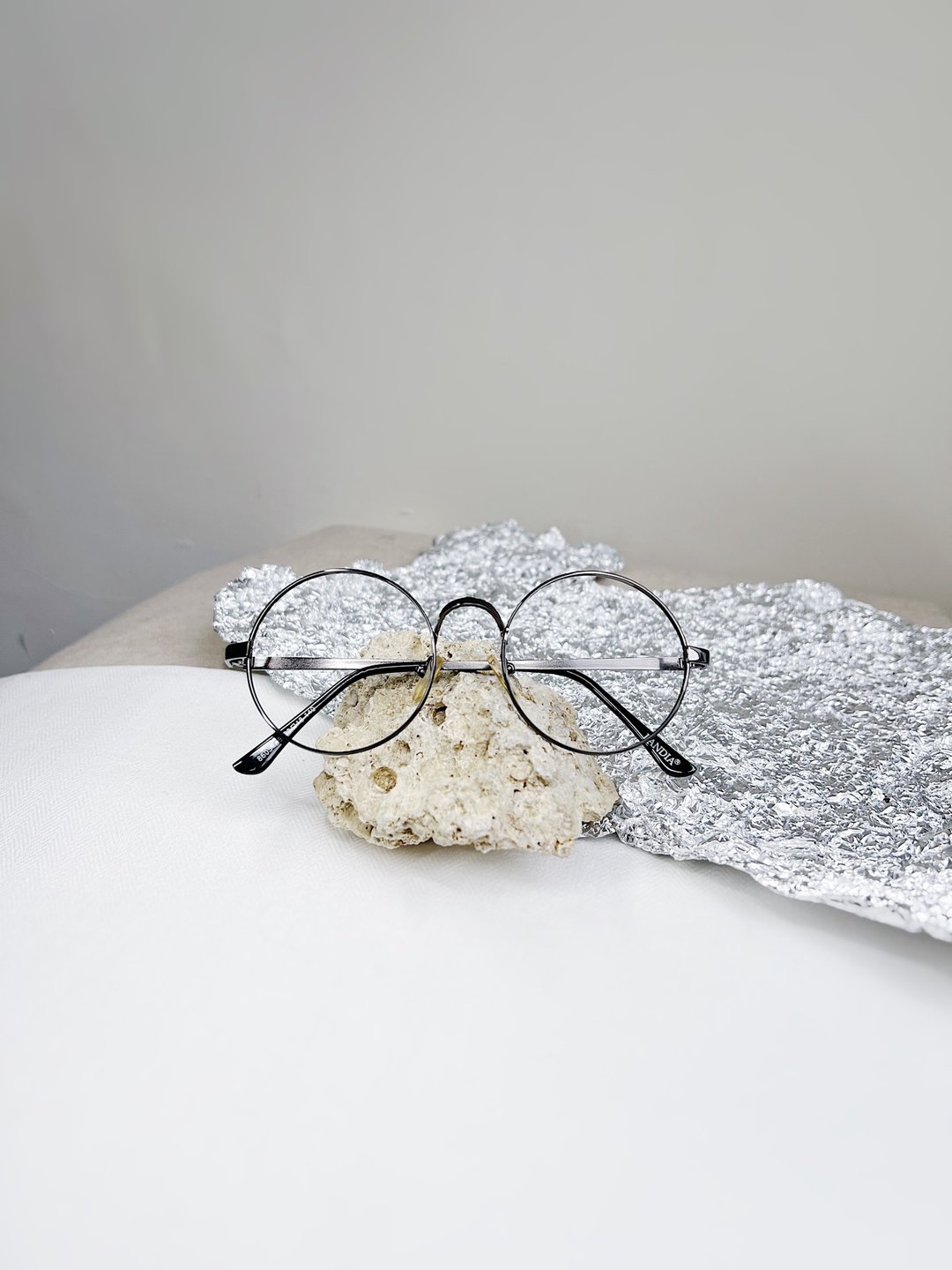 亮银灰黑简约正圆好学生 镜框 眼镜 古董额縁 めがね /glasses - 眼镜/眼镜框 - 其他金属 黑色