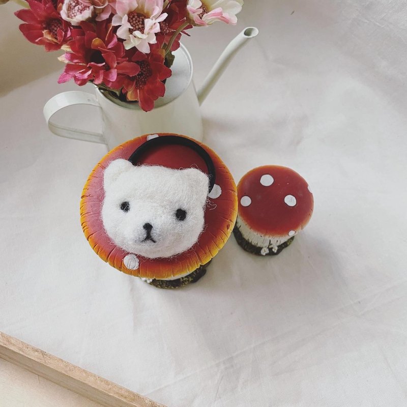 雪球巧克力_羊毛毡香草白熊 发圈 - 发饰 - 羊毛 白色