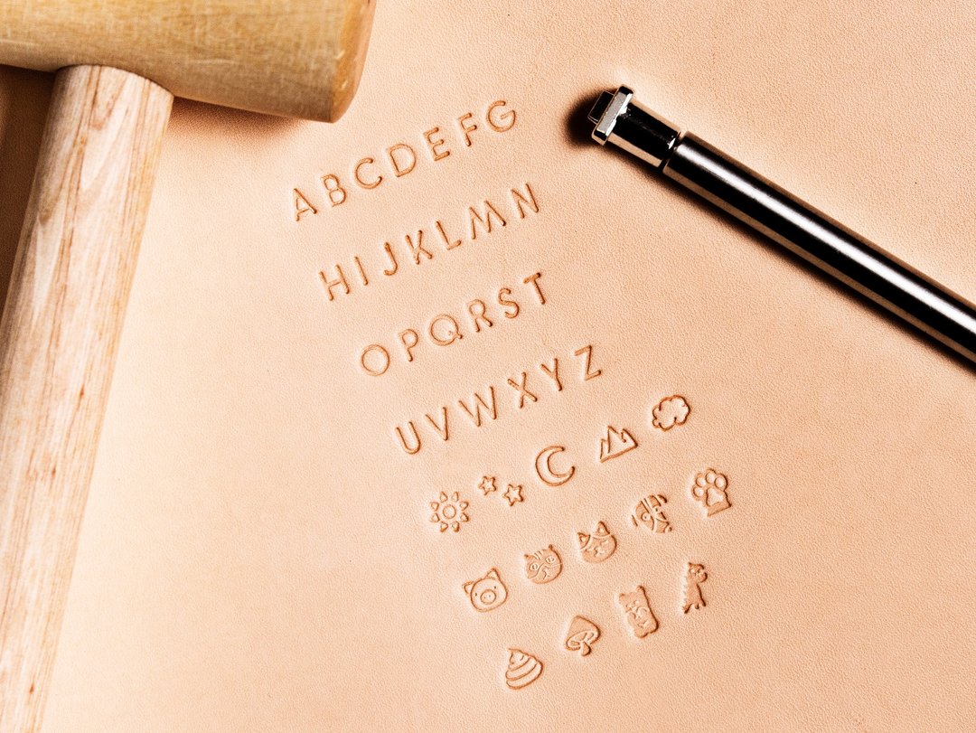 正楷大写连图案压印套装 字母模具 压字 刻字 皮革DIY 大楷 定制 - 皮件 - 其他金属 银色