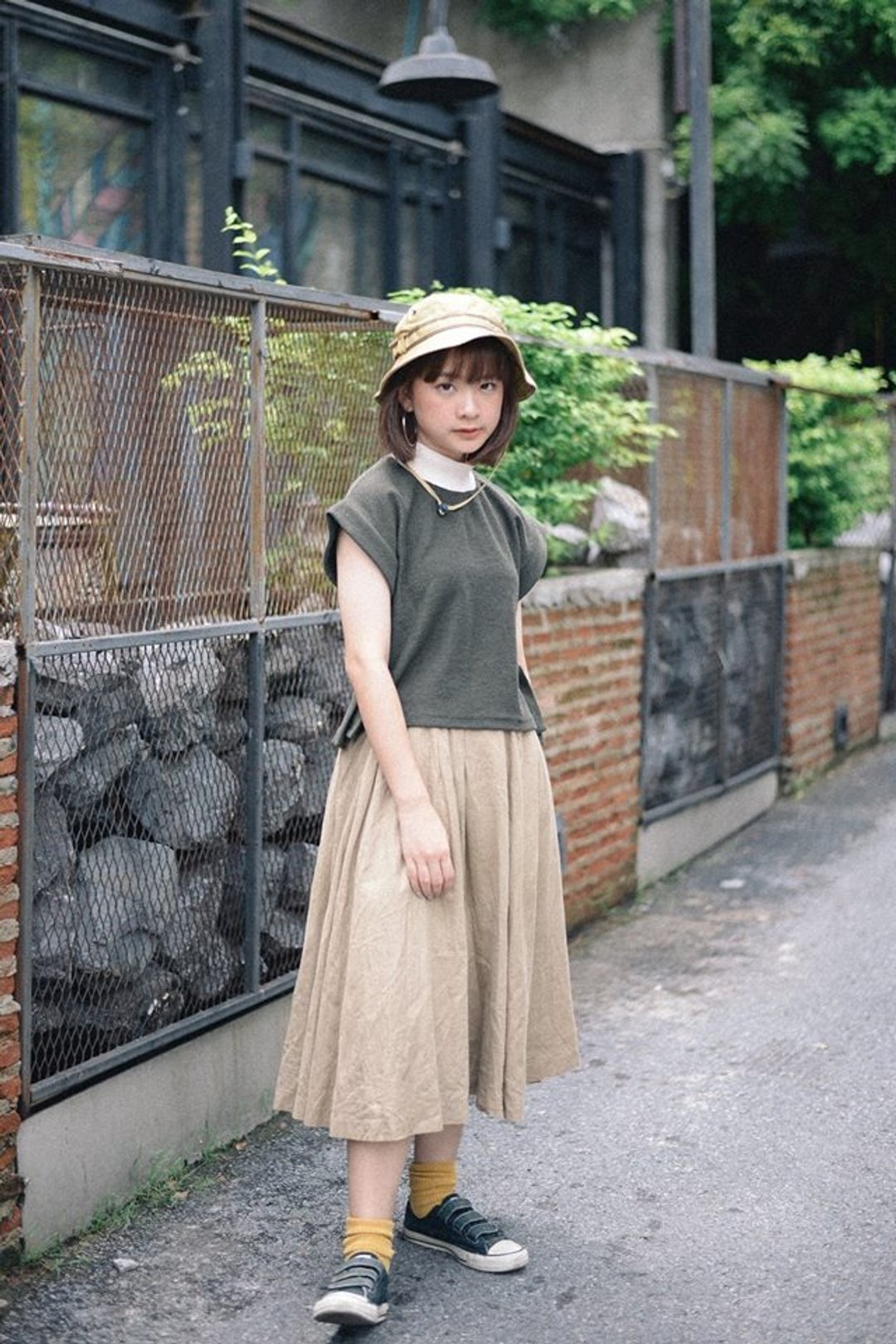 Olive green ray t-shirt - 女装 T 恤 - 棉 绿色