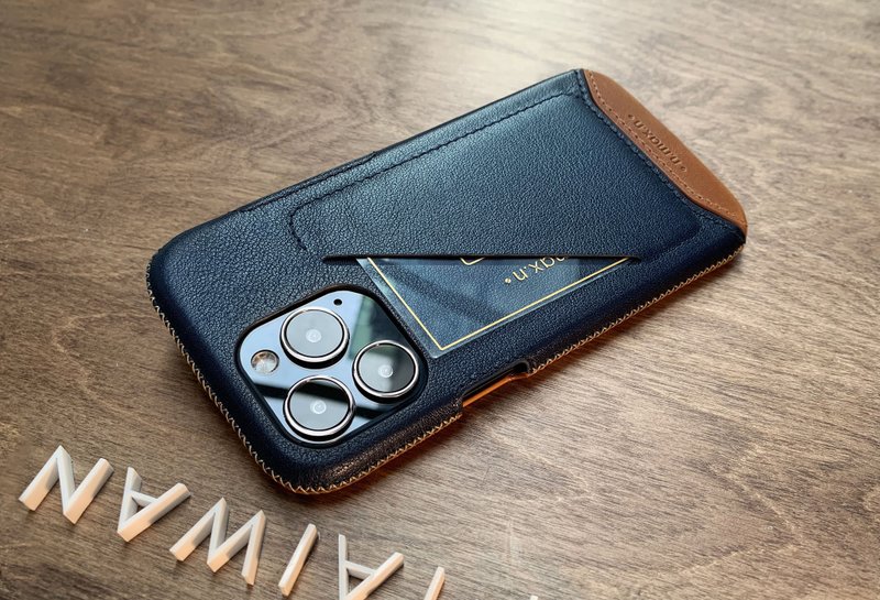 iPhone 13/13Pro 经典系列全包覆手机皮套 -海军蓝 - 手机壳/手机套 - 真皮 蓝色