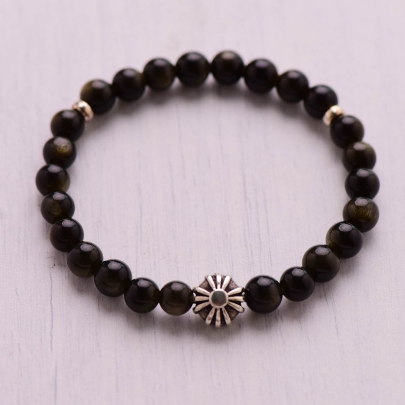 金曜系列。无畏B款。金曜石6mm手串。 - 手链/手环 - 半宝石 黑色