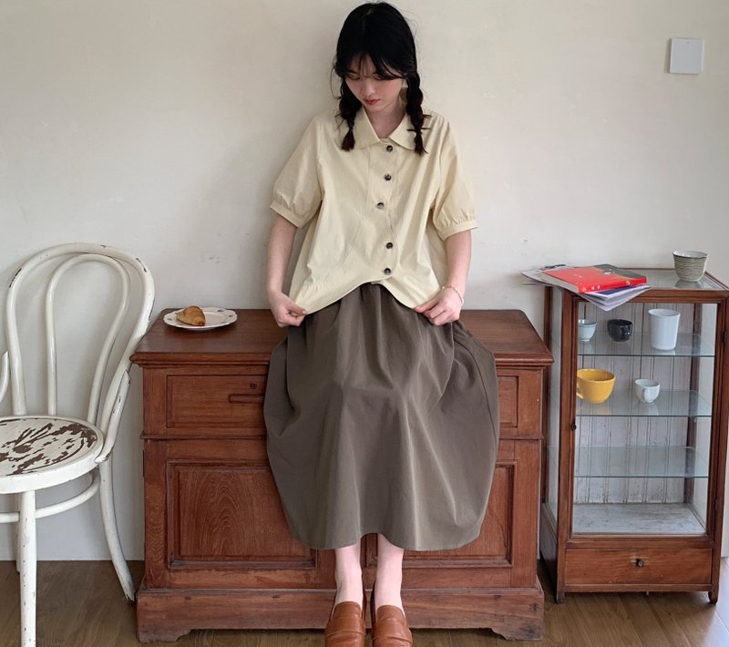 【不规则】日系復古/簡約寬鬆/收腰襯衫 - 女装衬衫 - 棉．麻 白色