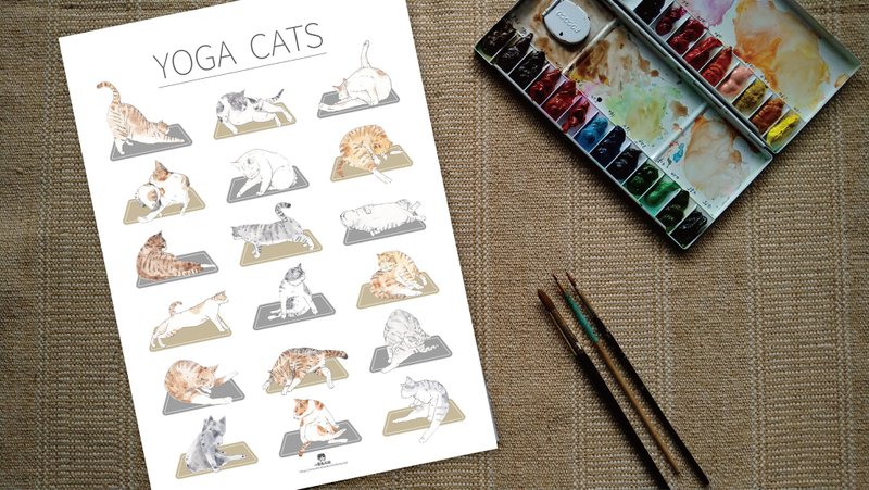 猫咪瑜珈课YOGACATS海报 - 卡片/明信片 - 纸 