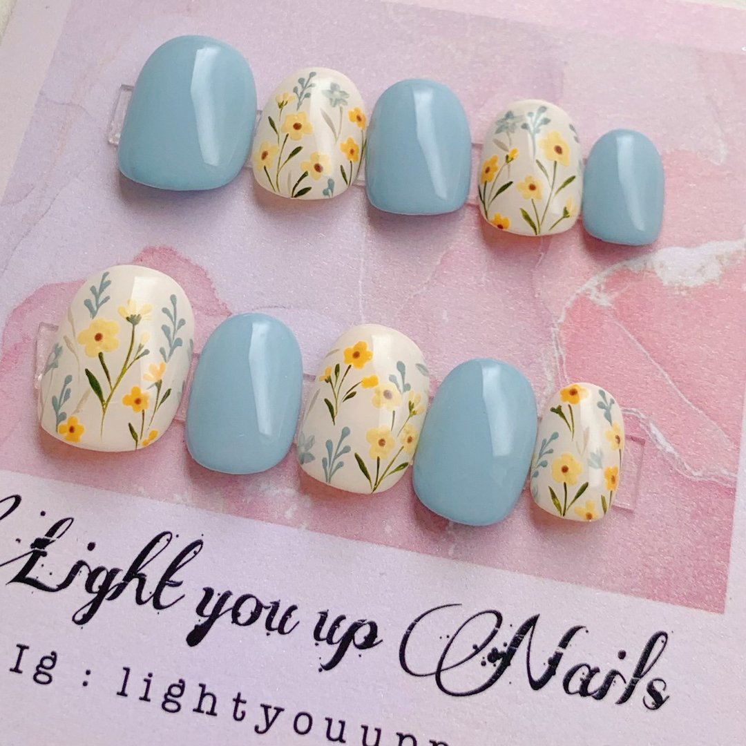 Light you up 小小花园美甲/穿戴甲/订制美甲贴片 NA76 - 指甲油/指甲贴 - 其他材质 蓝色