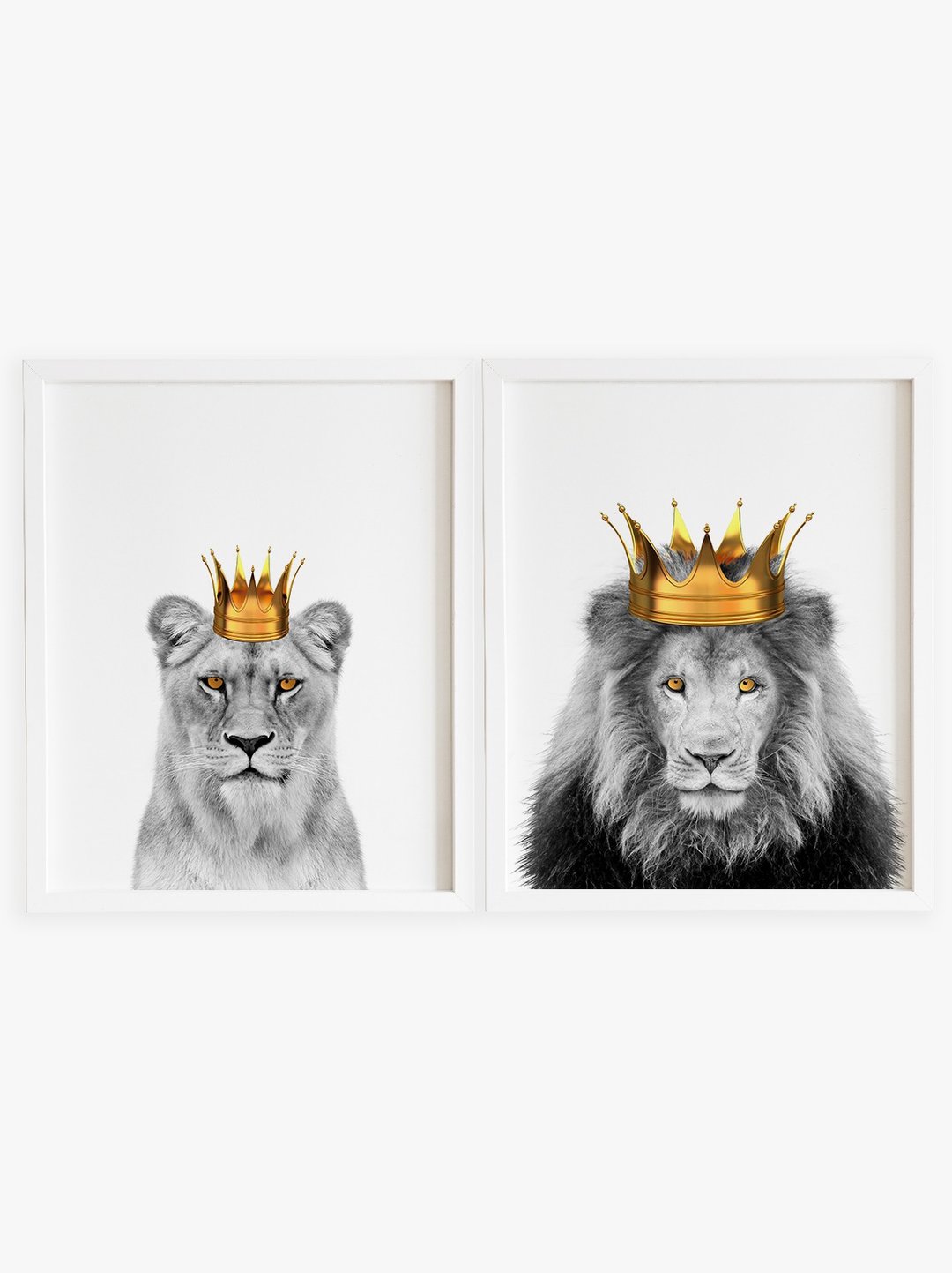 Lion and lioness queen printables, king and queen wall art decor, bedroom print - 海报/装饰画/版画 - 其他材质 
