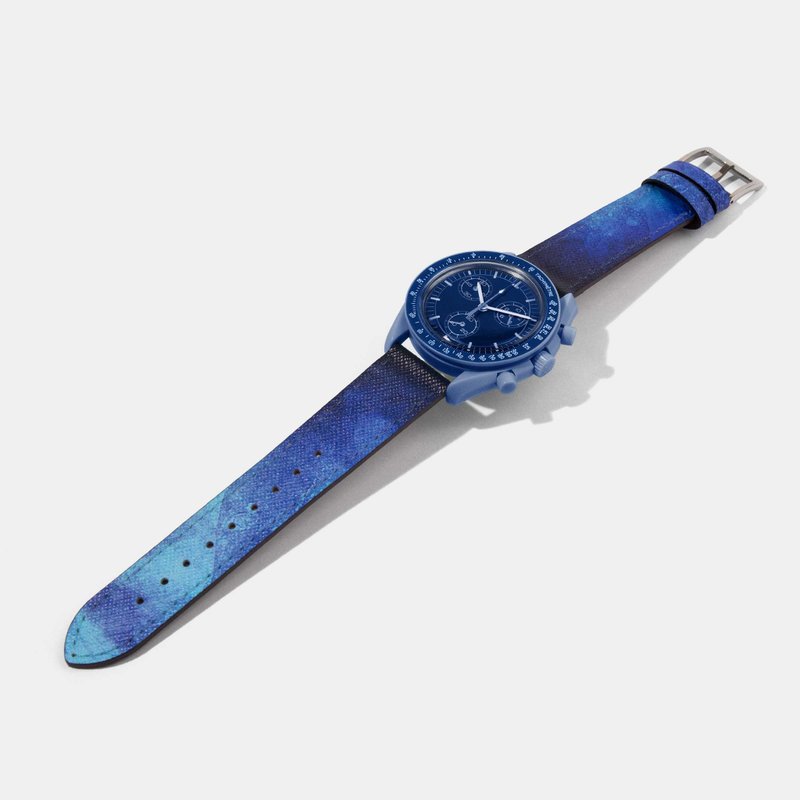 OMEGA x Swatch Mission to Moonwatch 小牛皮錶帶 - 表带 - 真皮 蓝色