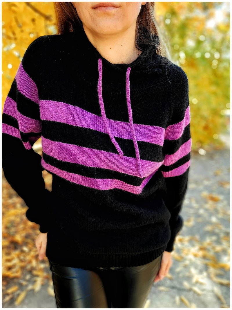 Hand knit turtleneck sweater alpaca for women , womens clothing , fall sweater - 女装针织衫/毛衣 - 羊毛 黑色
