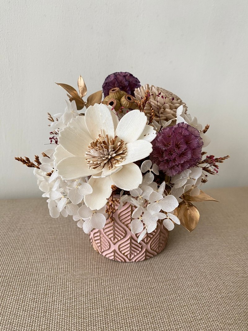 盆花.索拉花.花礼.生日礼.居家摆饰.情人节花礼.礼物.开幕贺礼 - 干燥花/捧花 - 植物．花 白色