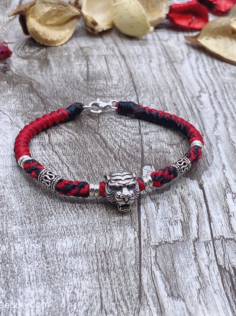 小款霸气虎头。蚕丝蜡线。手链手环。幸运绳。纯银商品 - 手链/手环 - 纯银 多色