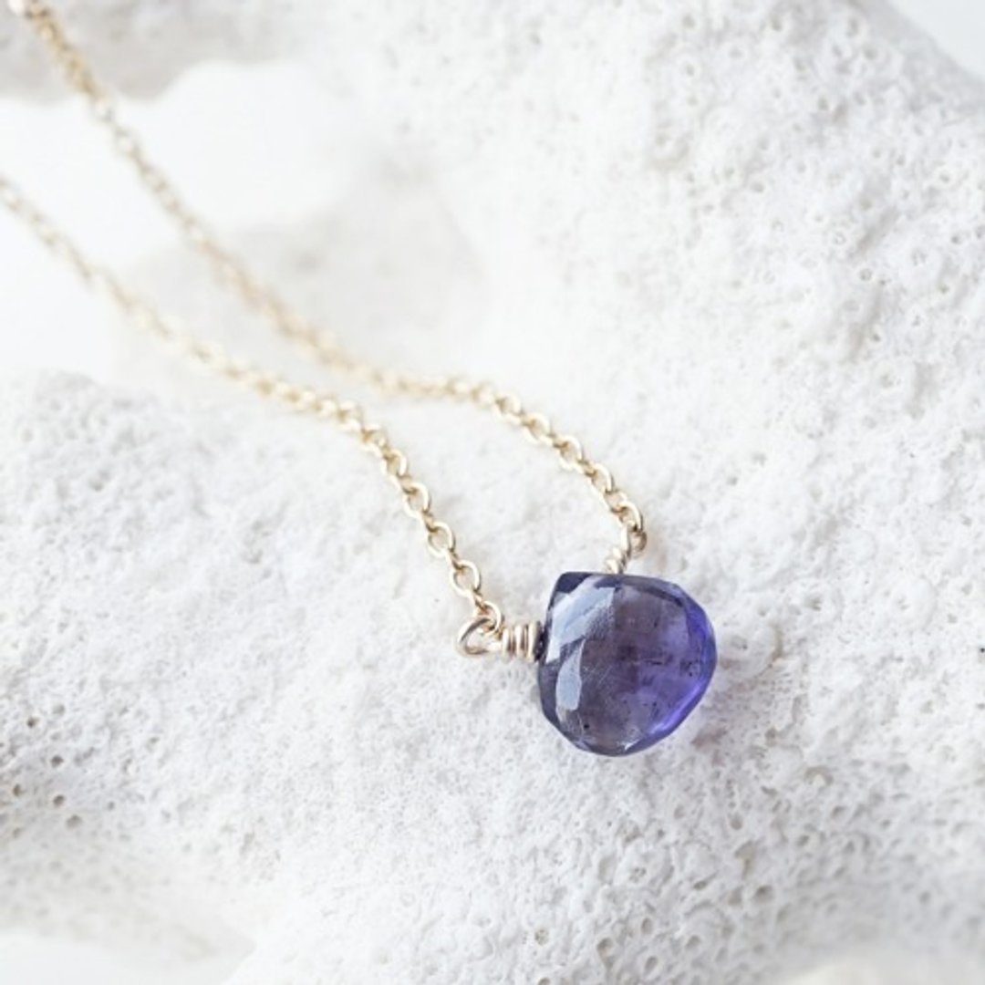 With reason・Iolite marron cut necklace Aura - 项链 - 宝石 蓝色