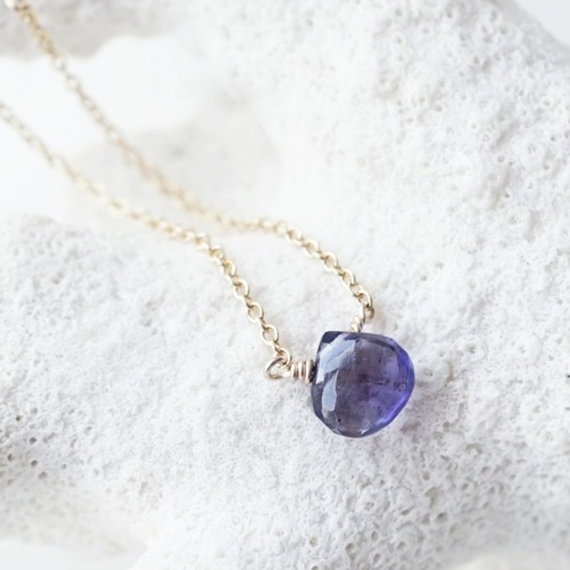 With reason・Iolite marron cut necklace Aura - 项链 - 宝石 蓝色