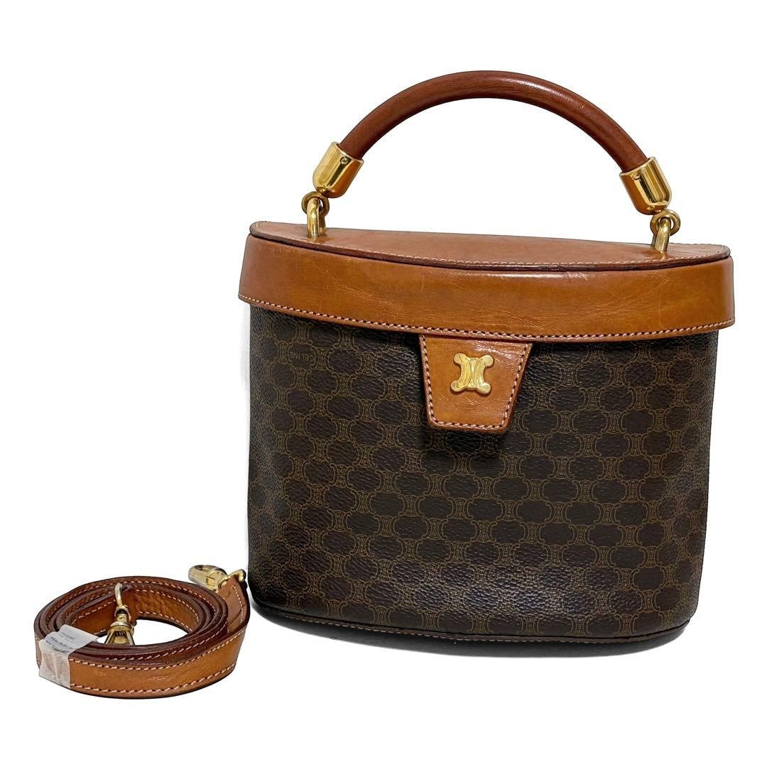 真品 CELINE 赛琳 手提化妆包 肩背包 马车图案 PVC 皮革 棕色 MC96 日本直送 - 侧背包/斜挎包 - 其他材质 