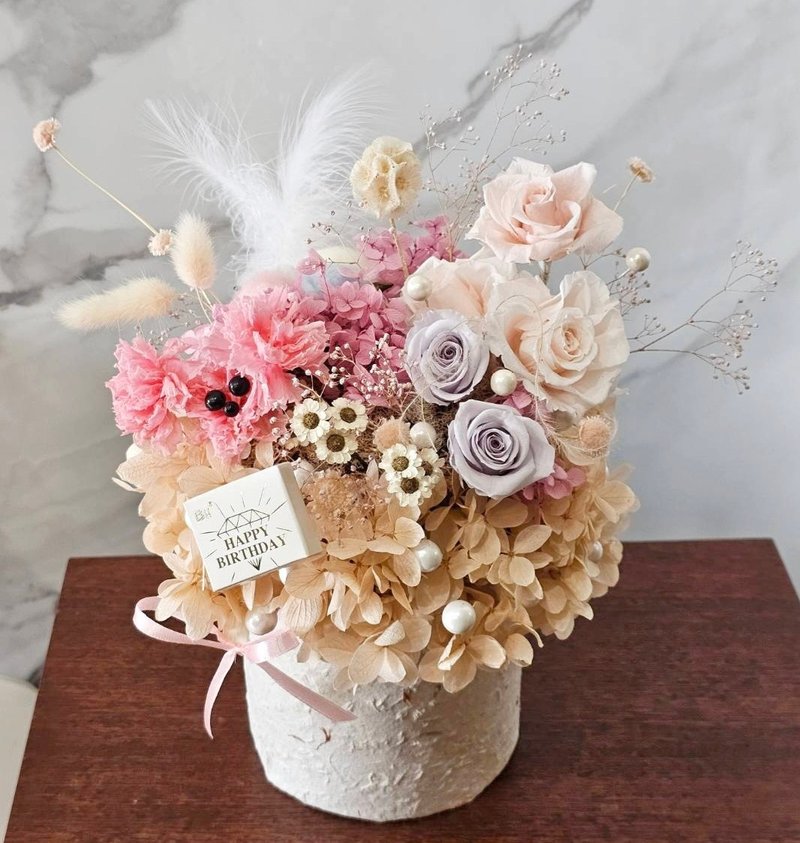 永生花蛋糕 _巧酥芋泥香草冰淇淋蛋糕 - 干燥花/捧花 - 植物．花 粉红色