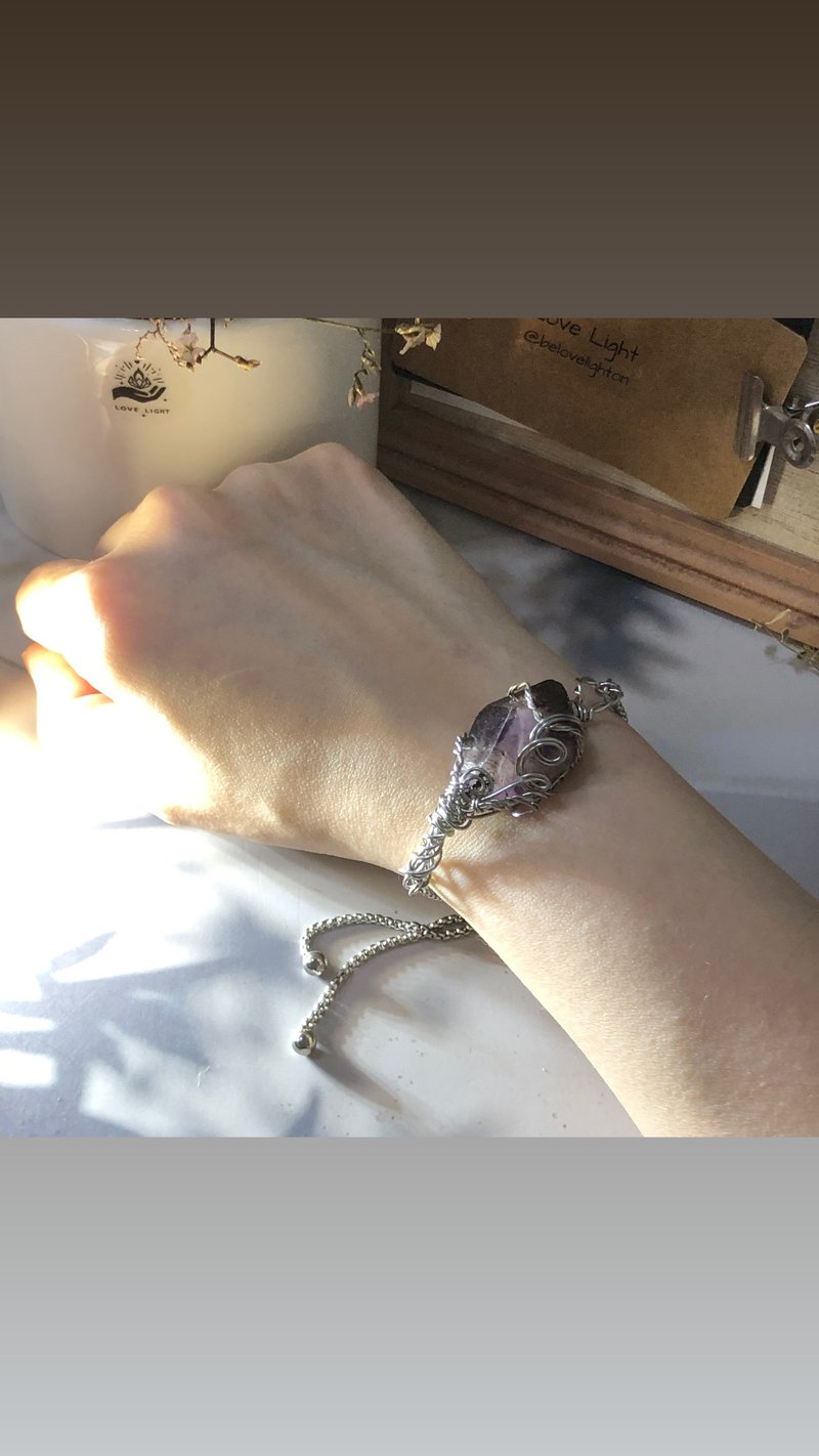 超级七原矿手链 316钛钢编织 不锈钢可调式手链 super seven - 手链/手环 - 不锈钢 紫色