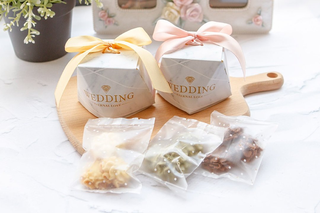 婚礼小物 钻石大理石纹盒(需diy)+3片手工曲奇饼干 - 手工饼干 - 新鲜食材 银色