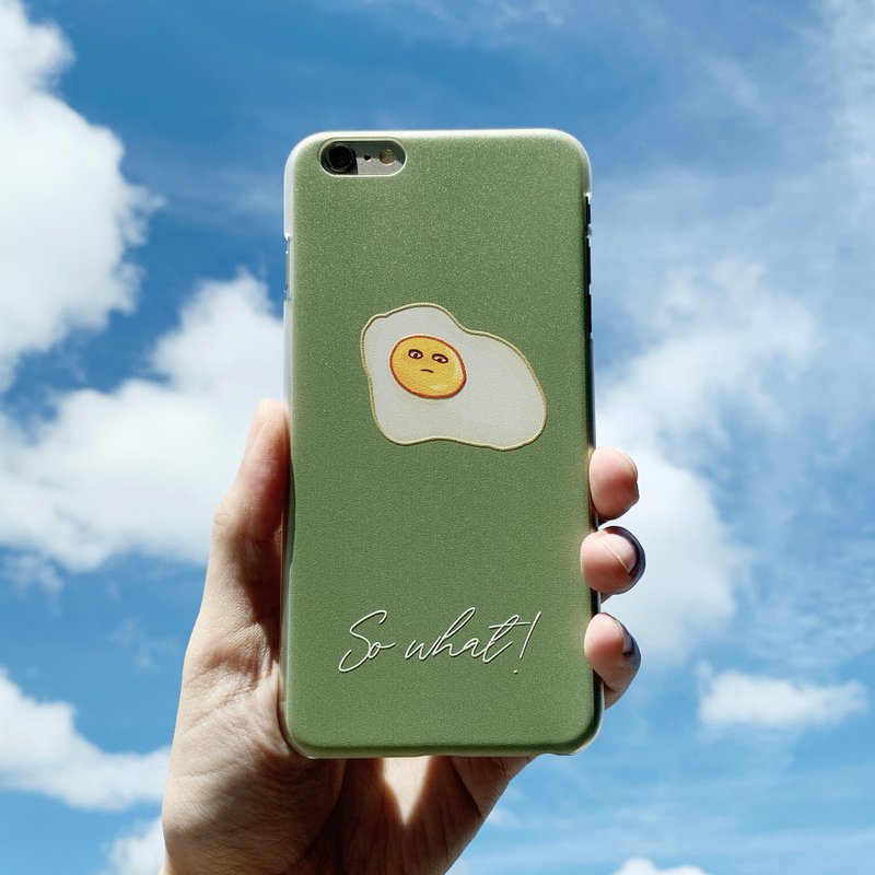 冷淡的荷包蛋说 So what - 雾绿色磨砂浮雕手机壳 - 手机壳/手机套 - 塑料 绿色