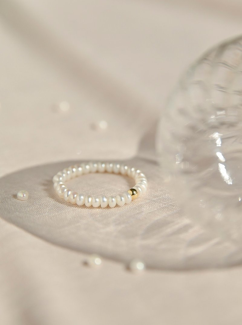 天然珍珠戒指 / 珍珠 串珠 / JIEGEM 姊的珠宝 - 戒指 - 珍珠 白色