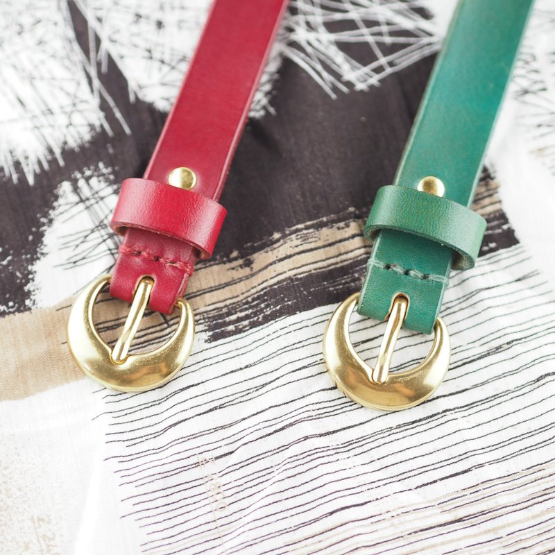 意大利植鞣革女用皮带 16 mm  手工缝制 - 皮带/腰带 - 真皮 多色