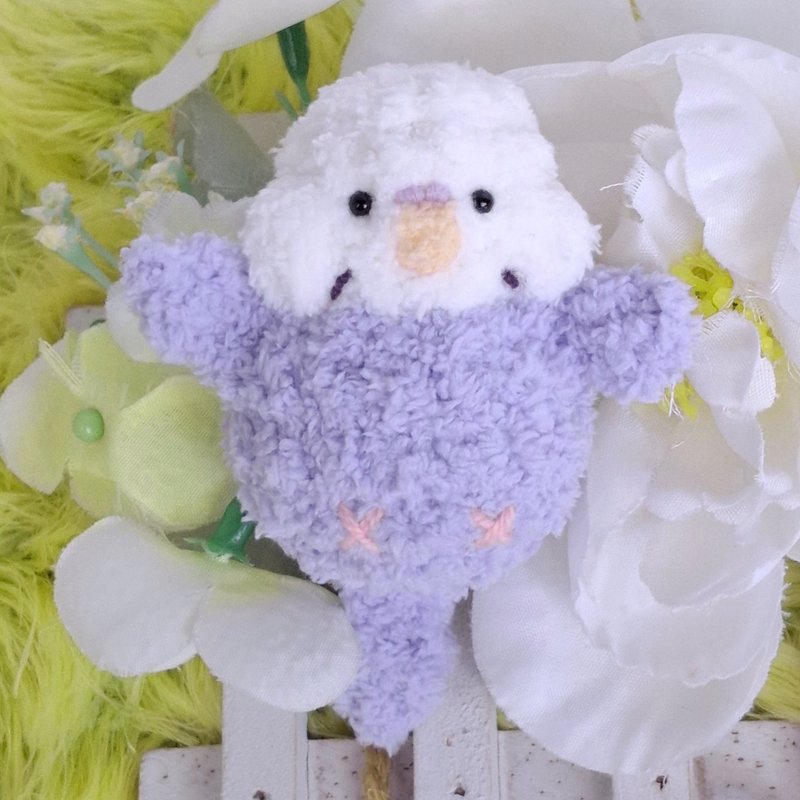 虎皮鹦鹉娃娃8.5厘米 可加钥匙圈 吊饰  可定制改色 手作毛线钩织 - 订制抱枕/饰品 - 其他材质 紫色