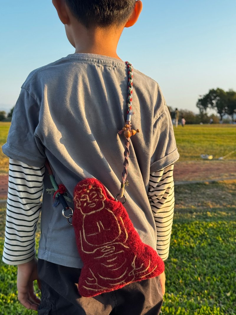 彰化大佛羊毛毡手机包 - 侧背包/斜挎包 - 羊毛 咖啡色