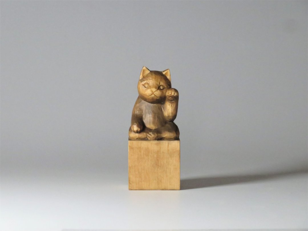 Wood carving Cat Buddha 2002 - 摆饰 - 木头 咖啡色